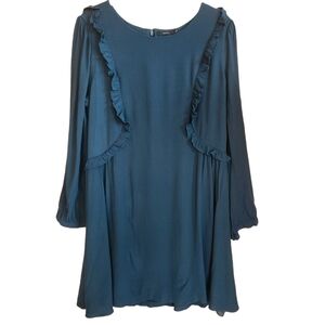 DARK GREEN TALULA BOHO DRESS LONG SLEEVE FLOWY SIZE 10